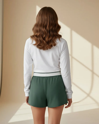 Boxercraft BY6504 Girls Essential Spirit Shorts - Dark Green - Model Back | Dark Green