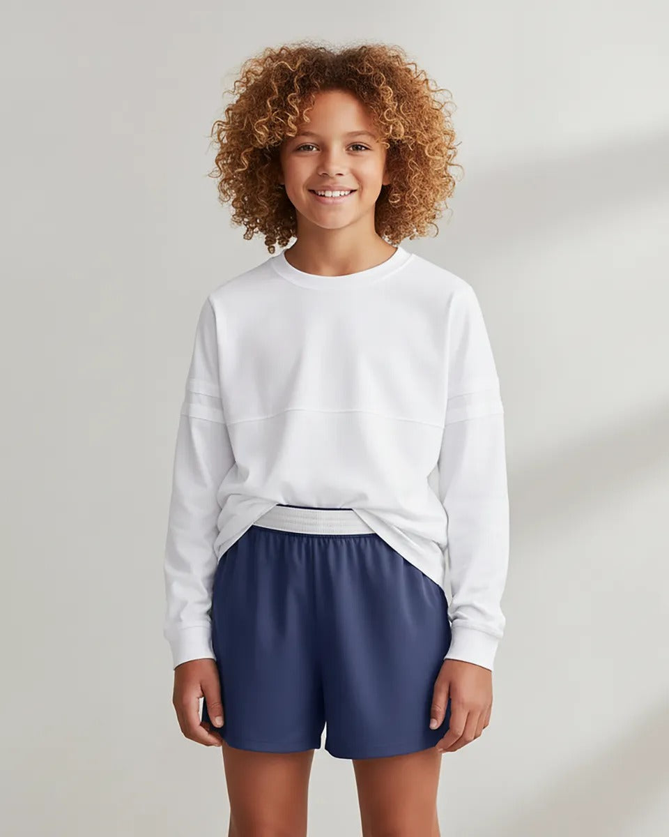 Boxercraft BY6504 Girls Essential Spirit Shorts - Navy - Model Front | Navy