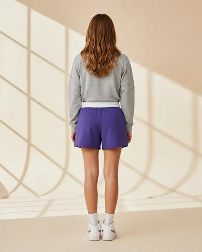 Boxercraft BY6504 Girls Essential Spirit Shorts - Purple - Model Back | Purple