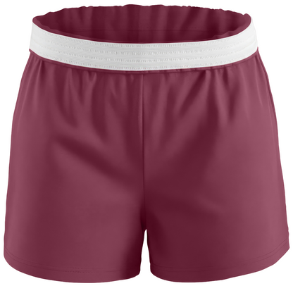 Boxercraft BY6504 Girls Essential Spirit Shorts - Maroon - Ghost Front | Maroon