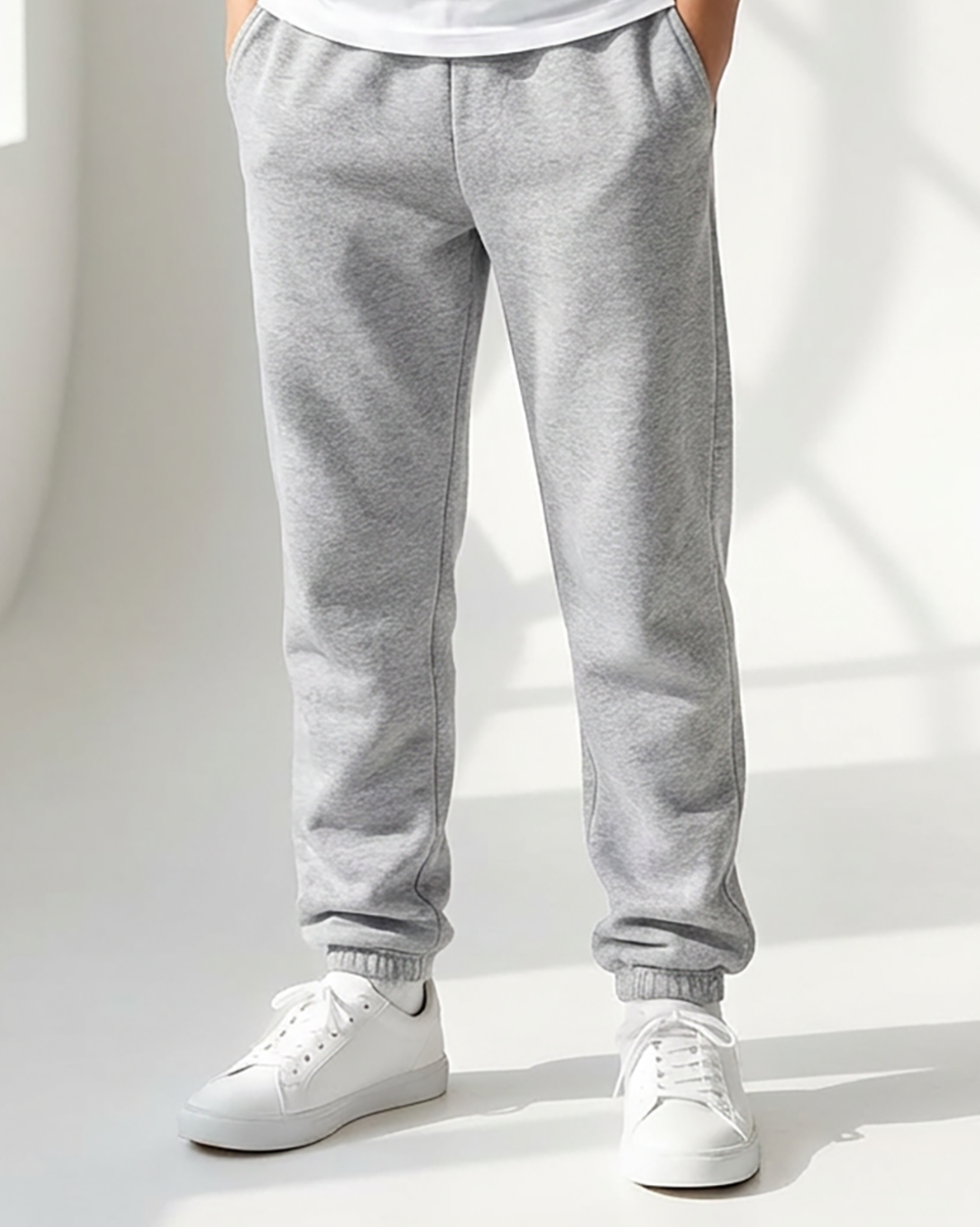 Kids' Core Fleece Pant in Oxford Heather – model front