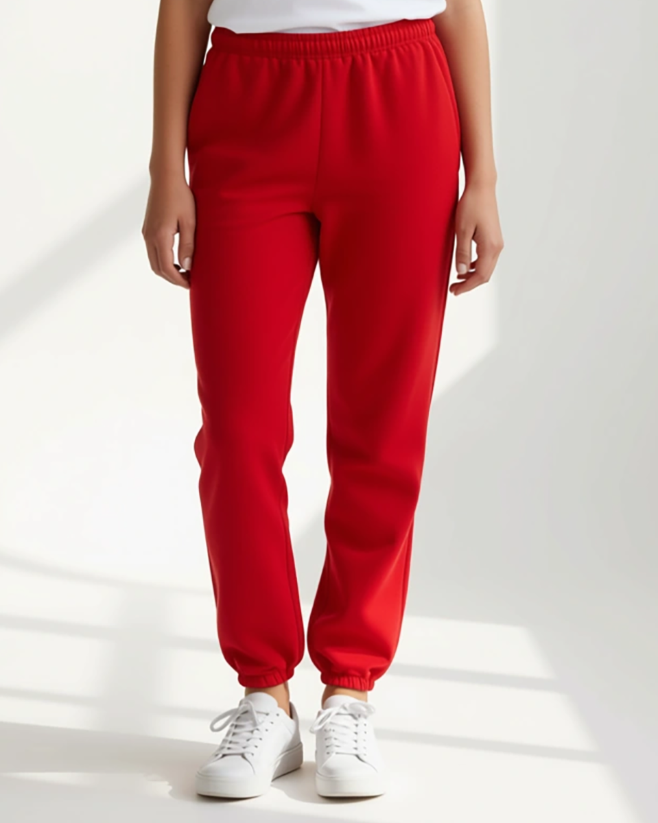 Kids' Core Fleece Pant in True Red – model front