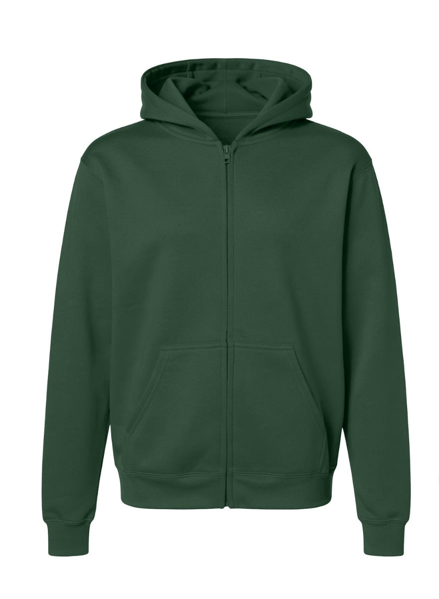 Kids' Core Fleece Full Zip in Dark Green – front