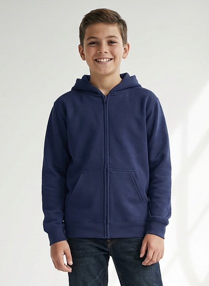 Kids' Core Fleece Full Zip in Navy – model front 2