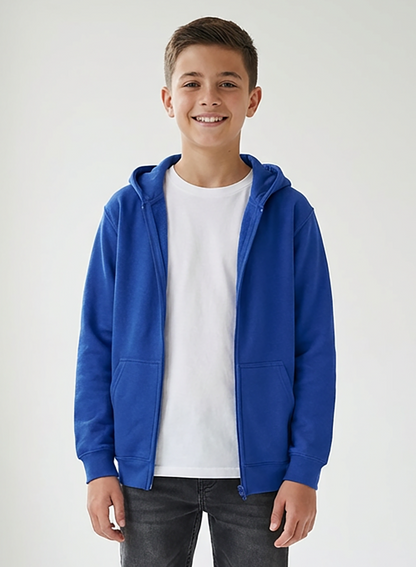 Kids' Core Fleece Full Zip in Electric Royal – model front 2