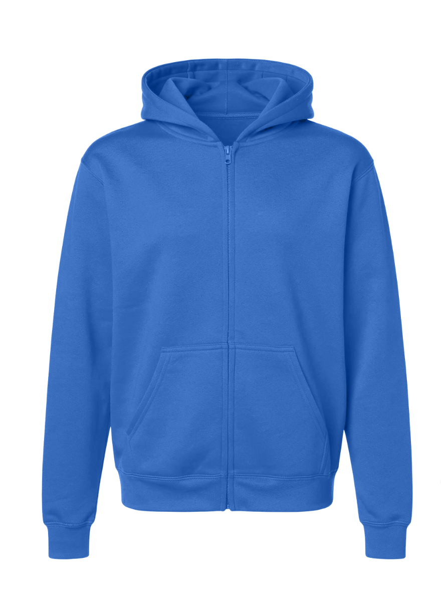 Kids' Core Fleece Full Zip in Collegiate Blue – front