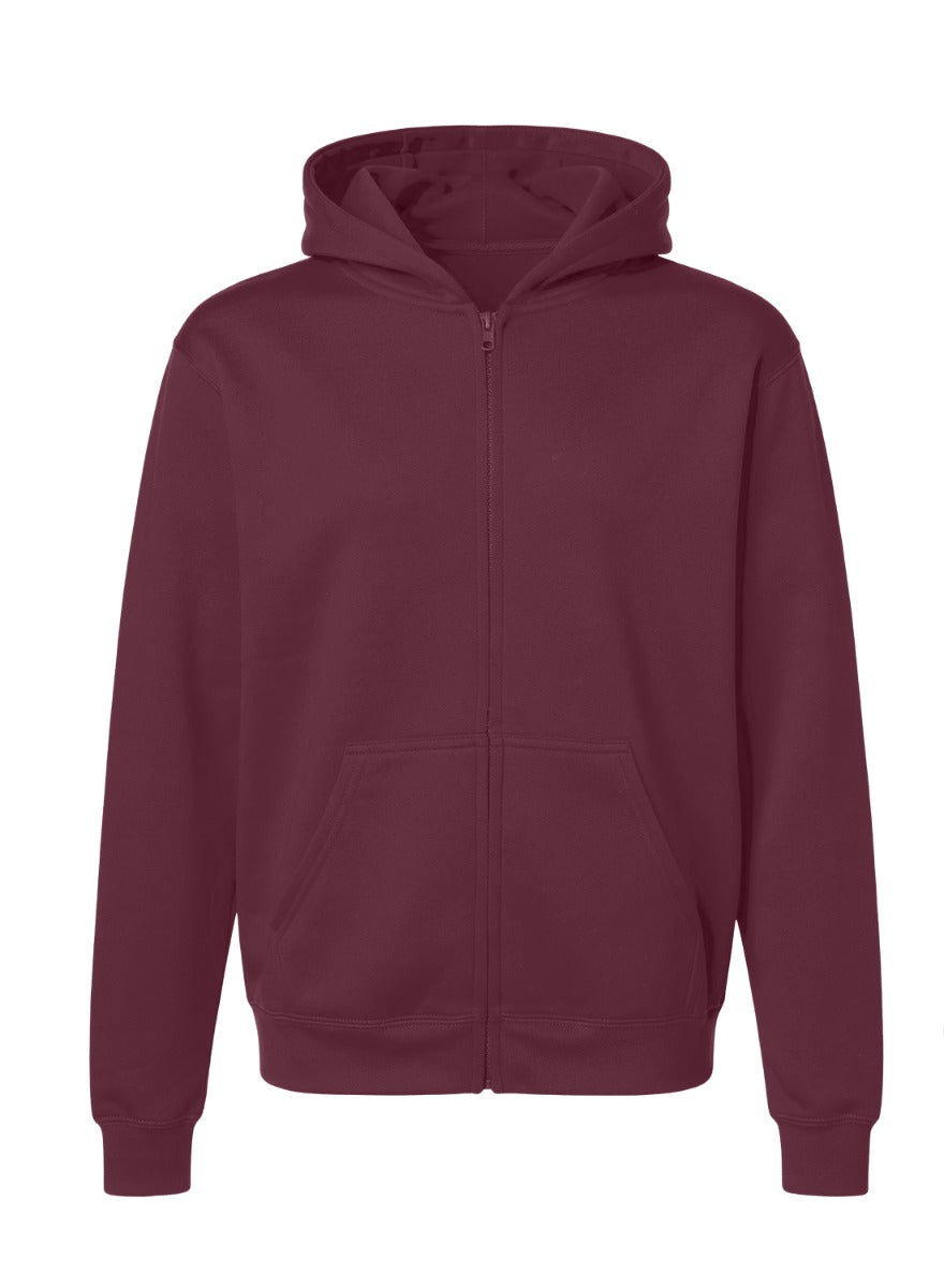 Kids' Core Fleece Full Zip in Maroon – front