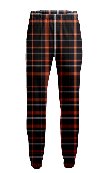 Boxercraft BM6625 Men's Flannel Jogger Pants - Black/Orange/White - Ghost Front | Black/Orange/White