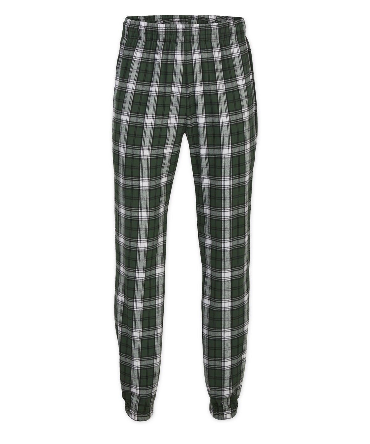 Boxercraft BM6625 Men's Flannel Jogger Pants - Green/White Plaid - Ghost Front | Green/White Plaid