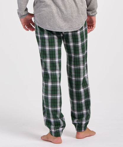 Boxercraft BM6625 Men's Flannel Jogger Pants - Green/White Plaid - Model Back | Green/White Plaid