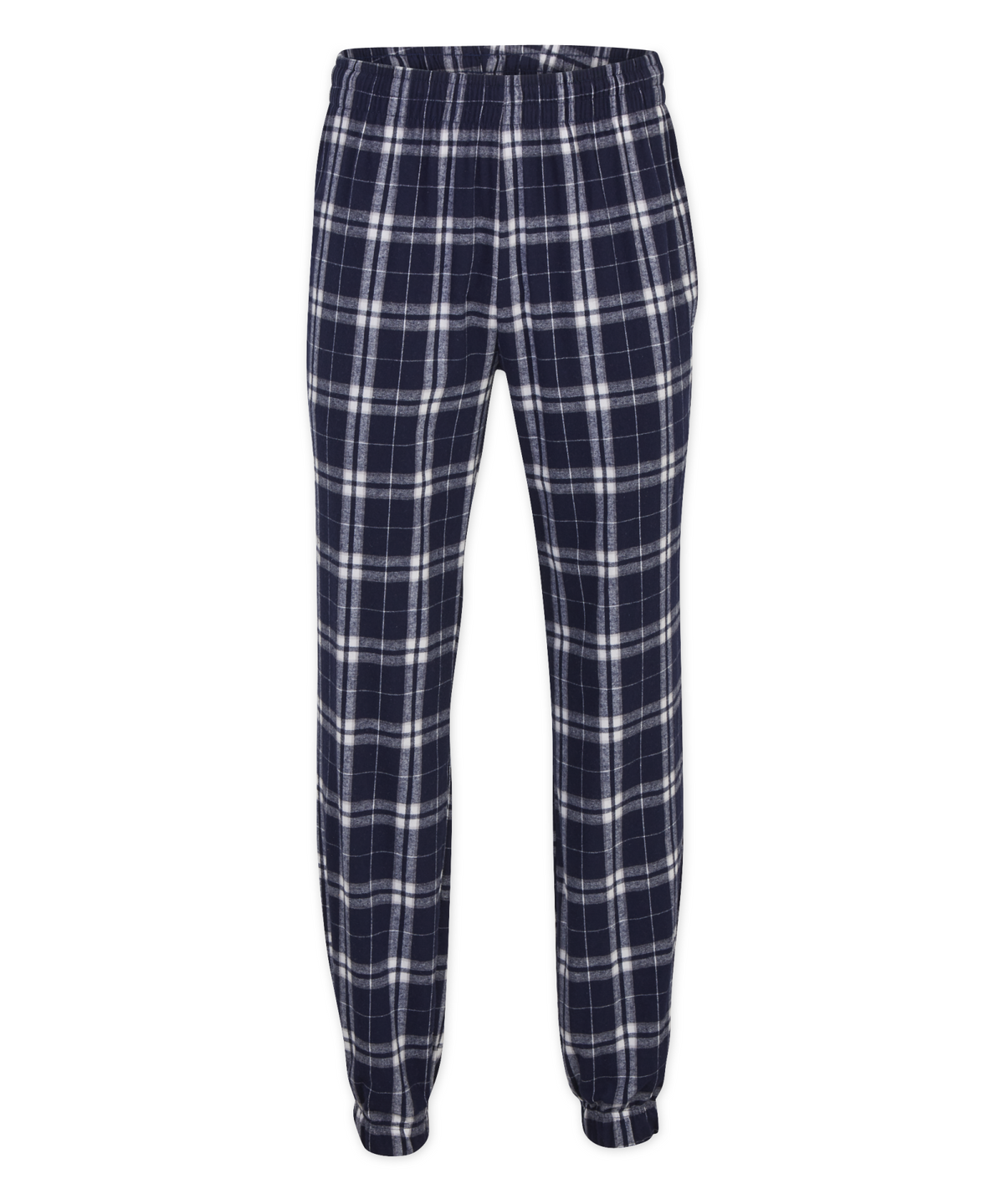 Boxercraft BM6625 Men's Flannel Jogger Pants - Navy/Silver Plaid - Ghost Front | Navy/Silver Plaid