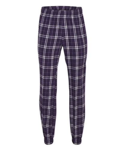 Boxercraft BM6625 Men's Flannel Jogger Pants - Purple/White Plaid - Ghost Front | Purple/White Plaid