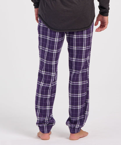 Boxercraft BM6625 Men's Flannel Jogger Pants - Purple/White Plaid - Model Back | Purple/White Plaid