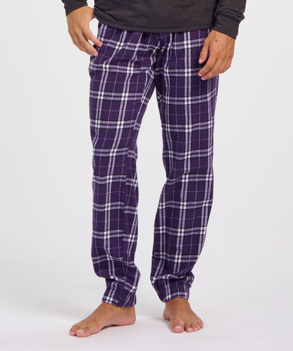 Boxercraft BM6625 Men's Flannel Jogger Pants - Purple/White Plaid - Model Front | Purple/White Plaid