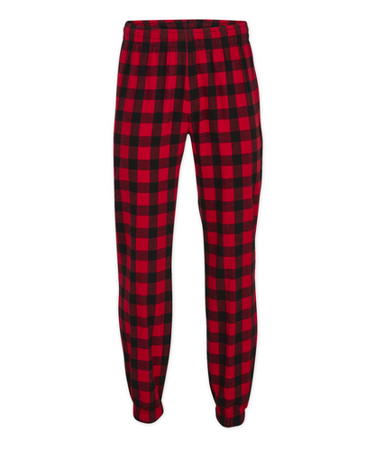 Boxercraft BM6625 Men's Flannel Jogger Pants - Red/Black Buffalo Plaid - Ghost Front | Red/Black Buffalo Plaid