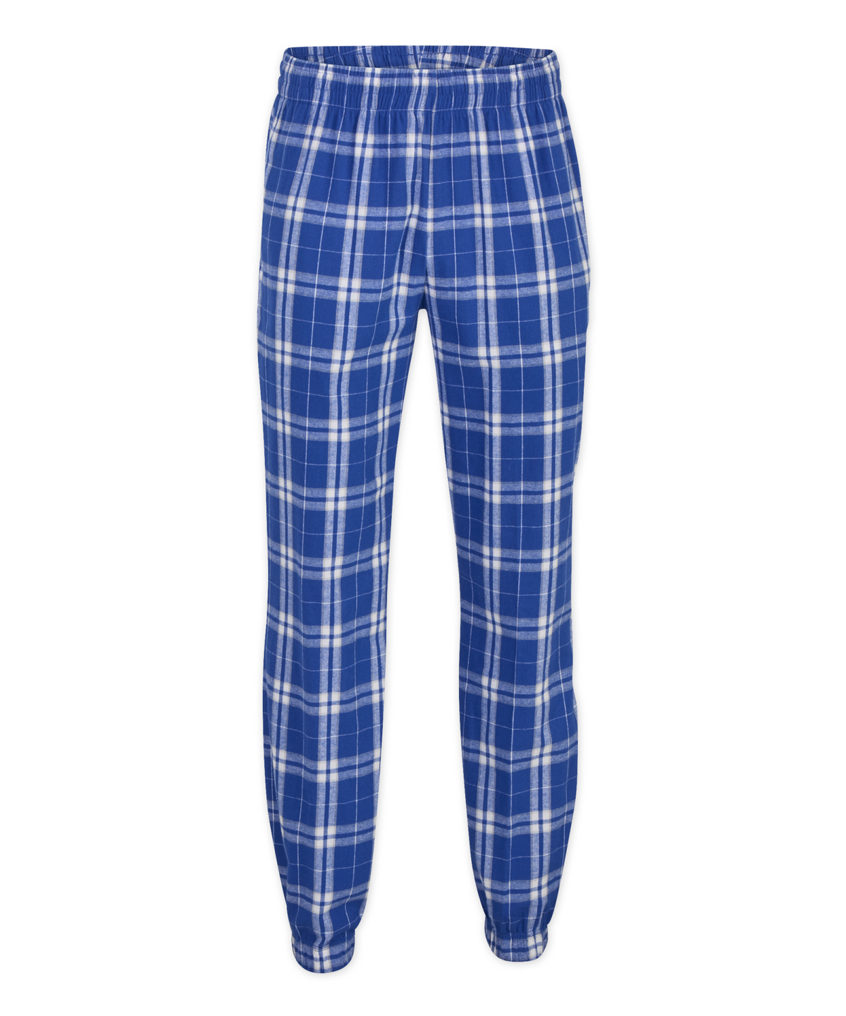 Boxercraft BM6625 Men's Flannel Jogger Pants - Royal/Silver Plaid - Ghost Front | Royal/Silver Plaid