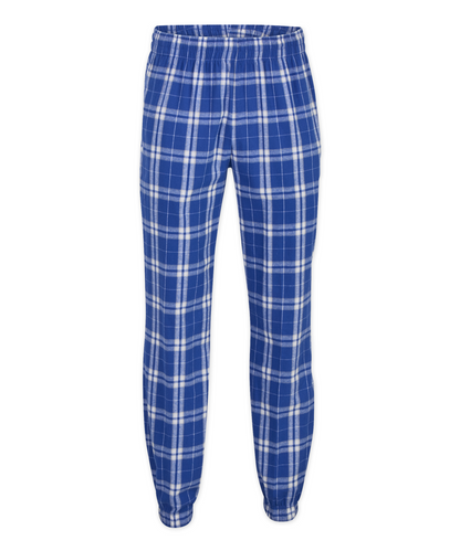 Boxercraft BM6625 Men's Flannel Jogger Pants - Royal/Silver Plaid - Ghost Front | Royal/Silver Plaid