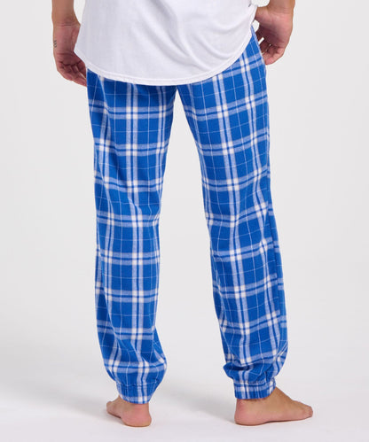 Boxercraft BM6625 Men's Flannel Jogger Pants - Royal/Silver Plaid - Model Back | Royal/Silver Plaid