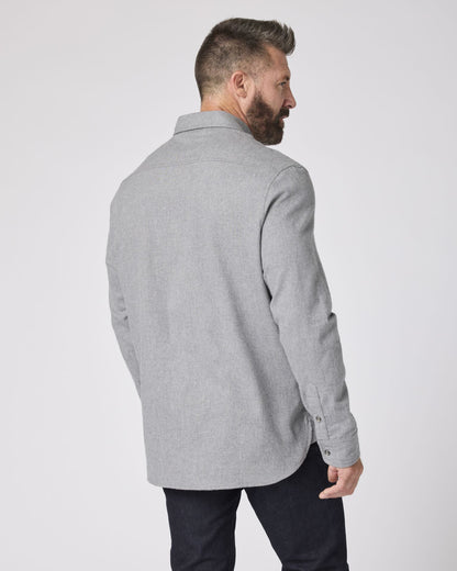 Boxercraft BU7401 Flannel Button-Down Shirt - Oxford Heather - Model Back | Oxford Heather
