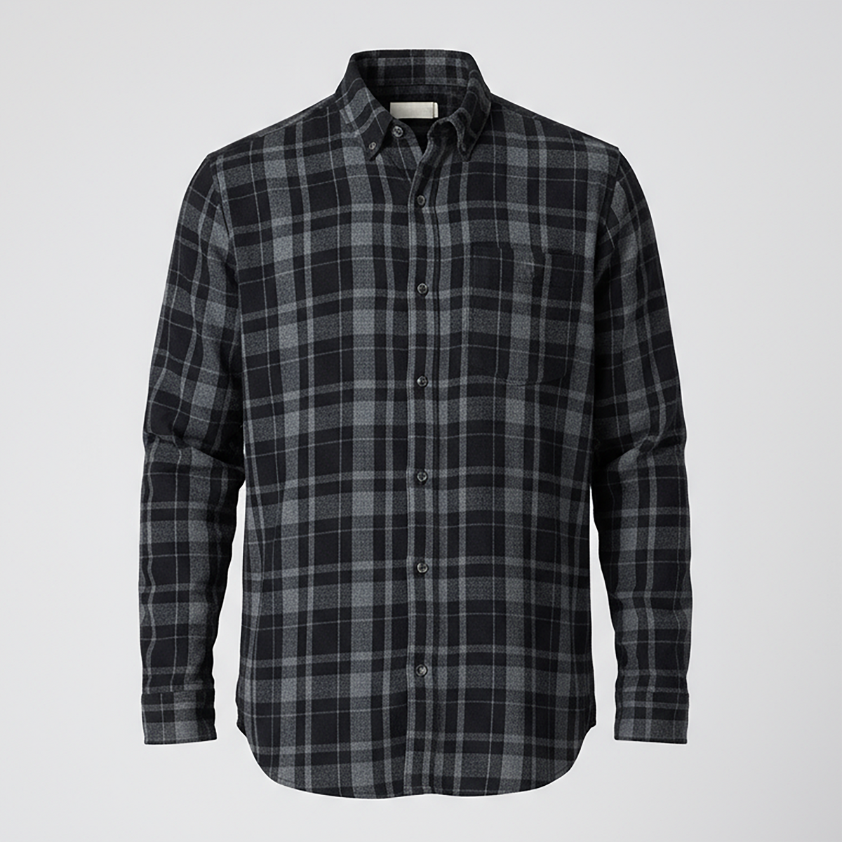 Boxercraft BU7401 Flannel Button-Down Shirt - Black Jordan Plaid - Ghost Front | Black Jordan Plaid