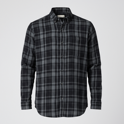Boxercraft BU7401 Flannel Button-Down Shirt - Black Jordan Plaid - Ghost Front | Black Jordan Plaid