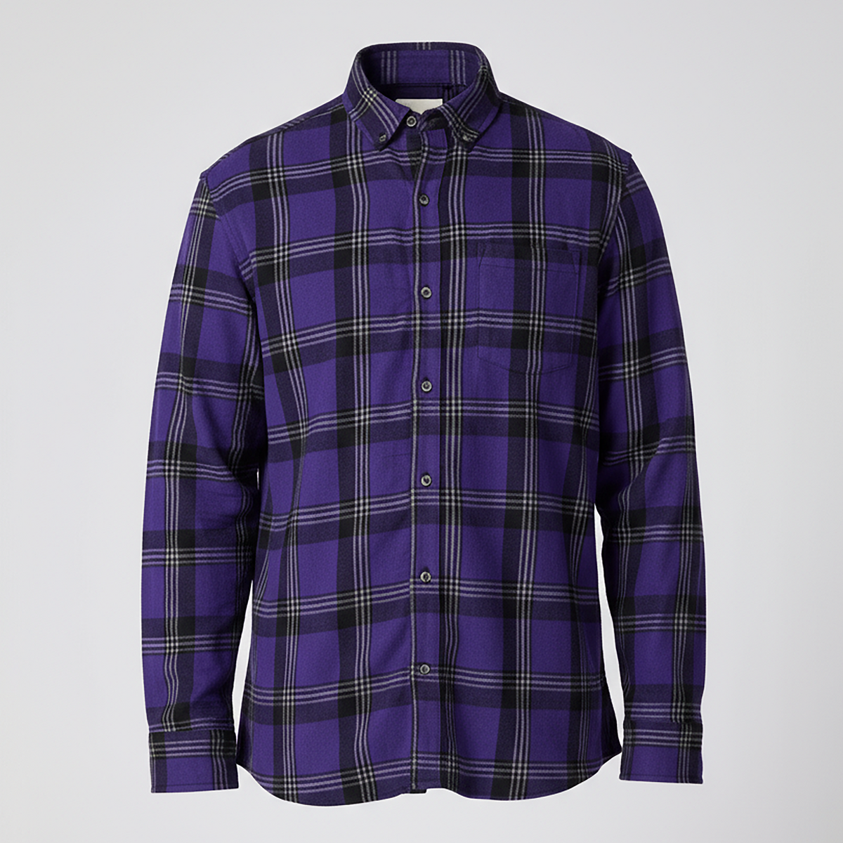 Boxercraft BU7401 Flannel Button-Down Shirt - Purple McIntosh Plaid - Ghost Front | Purple McIntosh Plaid