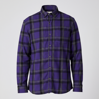 Boxercraft BU7401 Flannel Button-Down Shirt - Purple McIntosh Plaid - Ghost Front | Purple McIntosh Plaid