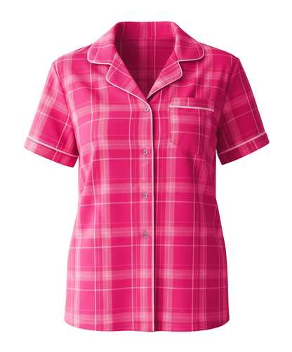 Boxercraft BW7101 Women's Boxy Flannel Shirt - Pink Carnegie Plaid - Ghost Front | Pink Carnegie Plaid