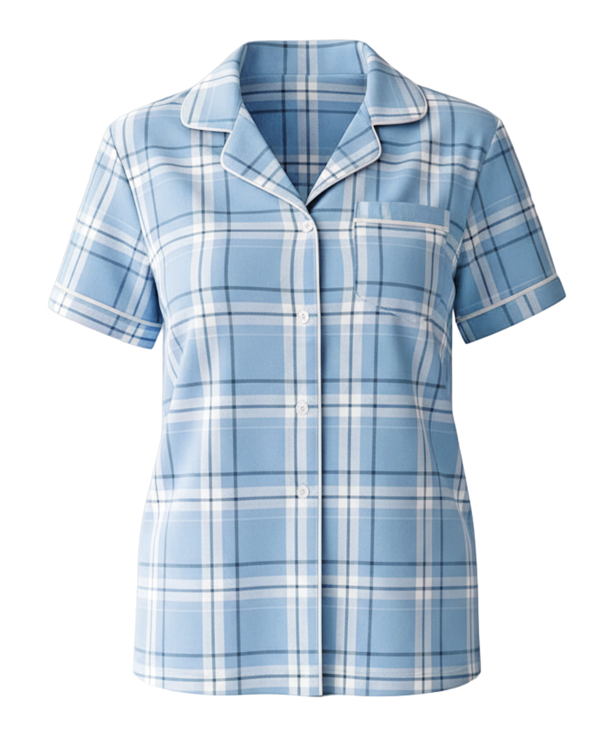 Boxercraft BW7101 Women's Boxy Flannel Shirt - Sky Carnegie Plaid - Ghost Front | Sky Carnegie Plaid