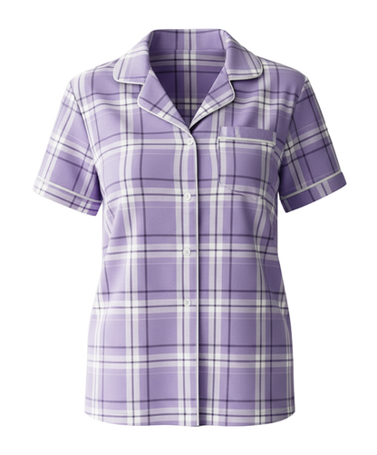 Boxercraft BW7101 Women's Boxy Flannel Shirt - Lavender Carnegie Plaid - Ghost Front | Lavender Carnegie Plaid