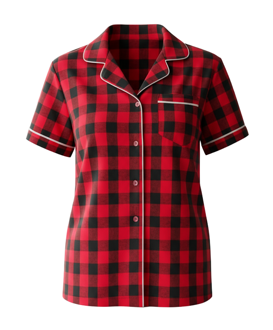 Boxercraft BW7101 Women's Boxy Flannel Shirt - Red/Black Buffalo Plaid - Ghost Front | Red/Black Buffalo Plaid