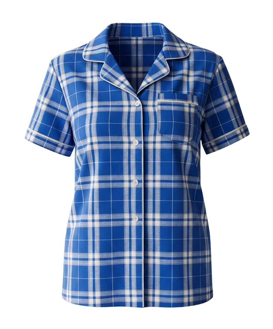 Boxercraft BW7101 Women's Boxy Flannel Shirt - Royal/Silver Plaid - Ghost Front | Royal/Silver Plaid